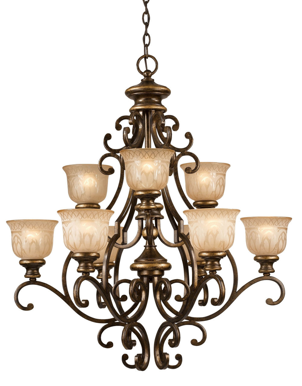 Crystorama Norwalk 9 Light Bronze Umber Chandelier 7409-BU