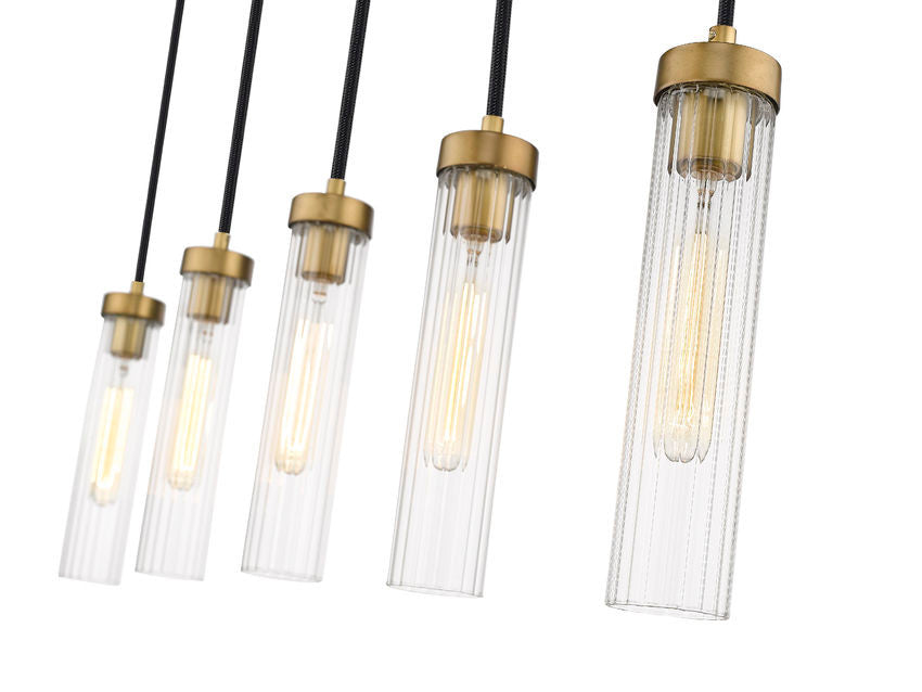 Z-Lite Beau 5 Light Linear Chandelier in Rubbed Brass 740P-5L-RB