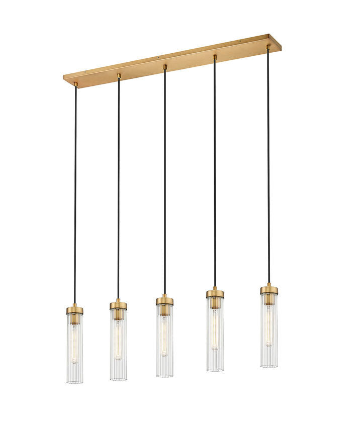 Z-Lite Beau 5 Light Linear Chandelier in Rubbed Brass 740P-5L-RB