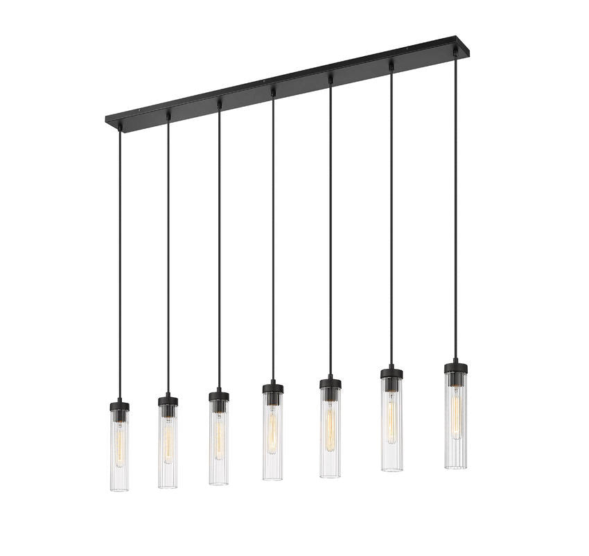 Z-Lite Beau 7 Light Linear Chandelier in Matte Black 740P-7L-MB