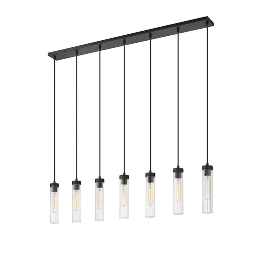 Z-Lite Beau 7 Light Linear Chandelier in Matte Black 740P-7L-MB