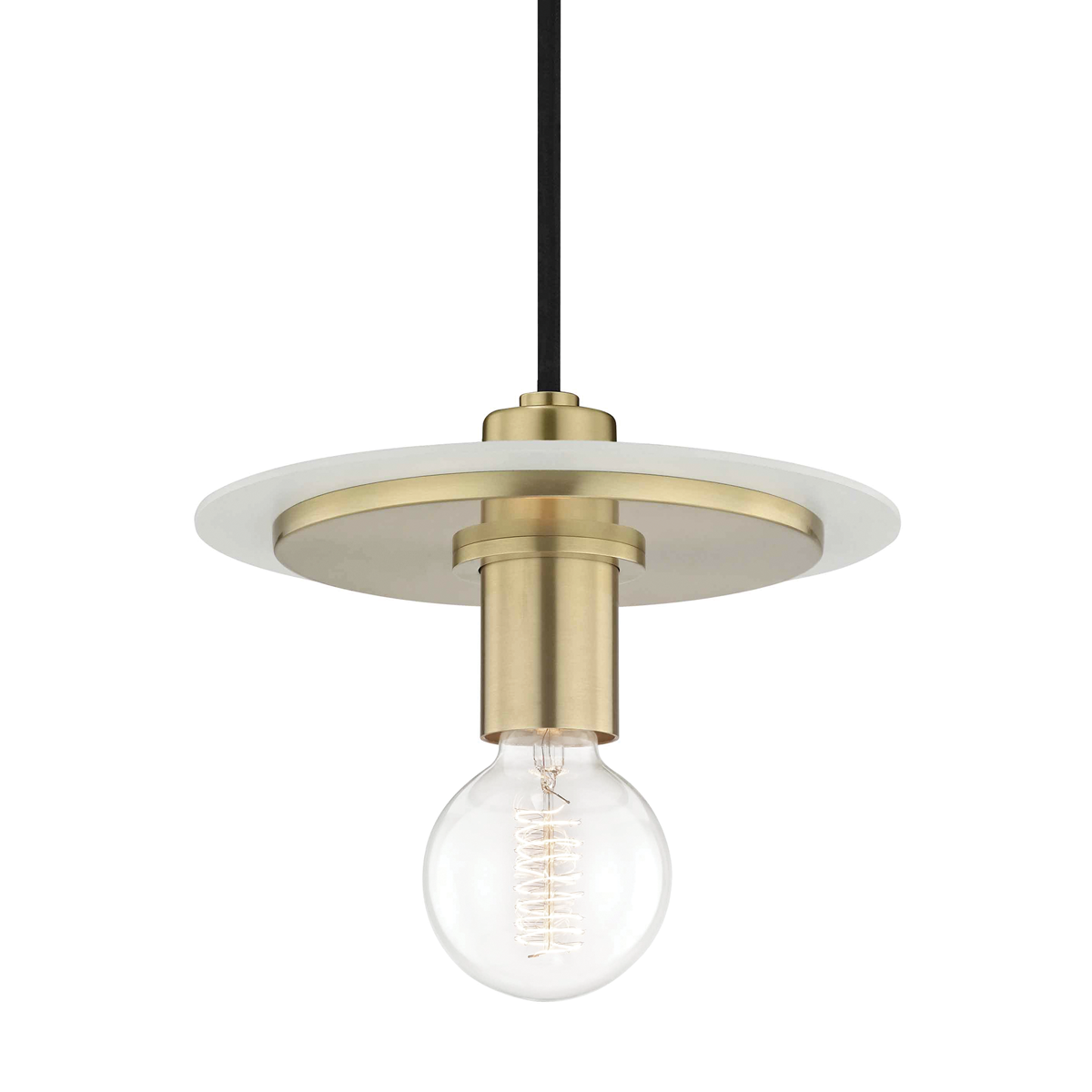 Mitzi 1 Light Pendant in Aged Brass/Soft Off White H137701S-AGB/WH