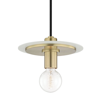 Mitzi 1 Light Pendant in Aged Brass/Soft Off White H137701S-AGB/WH