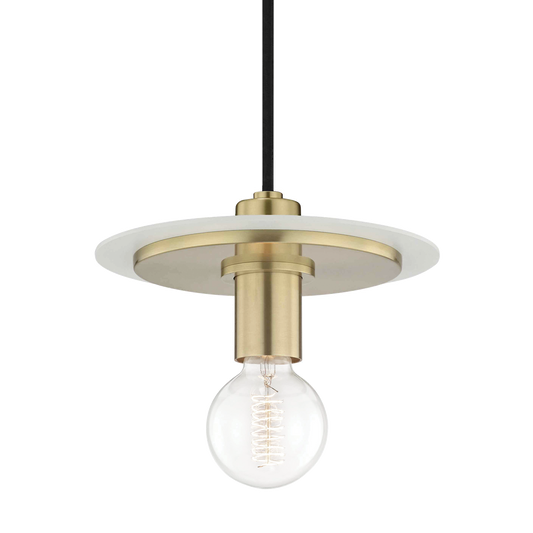 Mitzi 1 Light Pendant in Aged Brass/Soft Off White H137701S-AGB/WH