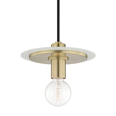 Mitzi 1 Light Pendant in Aged Brass/Soft Off White H137701S-AGB/WH