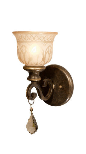 Crystorama Norwalk 1 Light Golden Teak Crystal Bronze Umber Wall Mount 7501-BU-GT-MWP