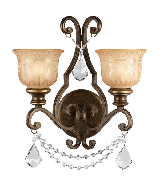 Crystorama Norwalk 2 Light Clear Crystal Bronze Umber Wall Mount 7502-BU-CL-MWP