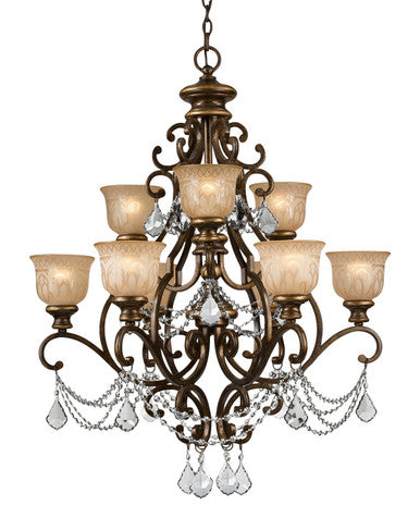 Crystorama Norwalk 9 Light Clear Italian Crystal Bronze Umber Chandelier 7509-BU-CL-I