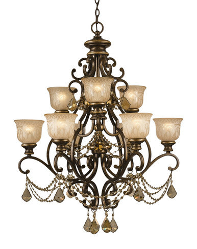 Crystorama Norwalk 9 Light Golden Teak Crystal Bronze Umber Chandelier 7509-BU-GT-MWP