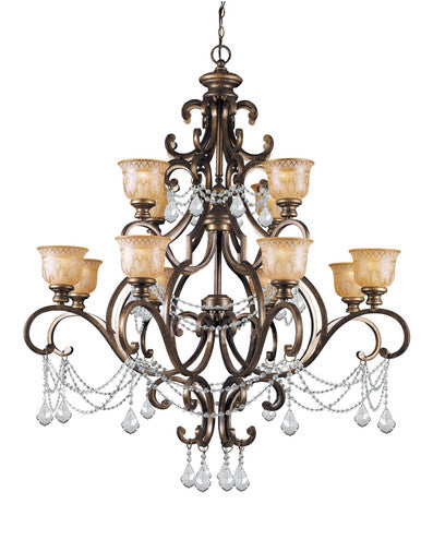 Crystorama Norwalk 12 Light Clear Italian Crystal Bronze Umber Chandelier 7512-BU-CL-I