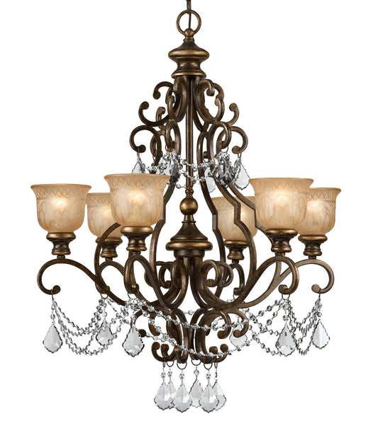 Crystorama Norwalk 6 Light Clear Italian Crystal Bronze Umber Chandelier 7516-BU-CL-I