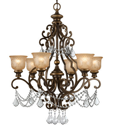 Crystorama Norwalk 6 Light Swarovski Strass Crystal Bronze Umber Chandelier 7516-BU-CL-S