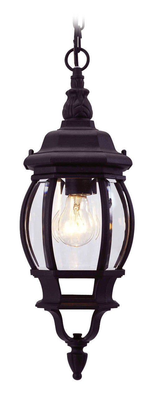 Livex Lighting Frontenac Collection  1 Light Textured Black Outdoor Pendant Lantern in Textured Black 7523-14