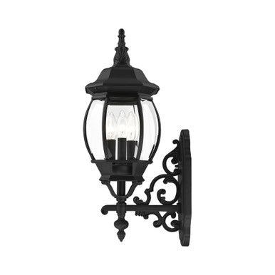 Livex Lighting Frontenac Collection  3 Light Textured Black Outdoor Wall Lantern in Textured Black 7524-14