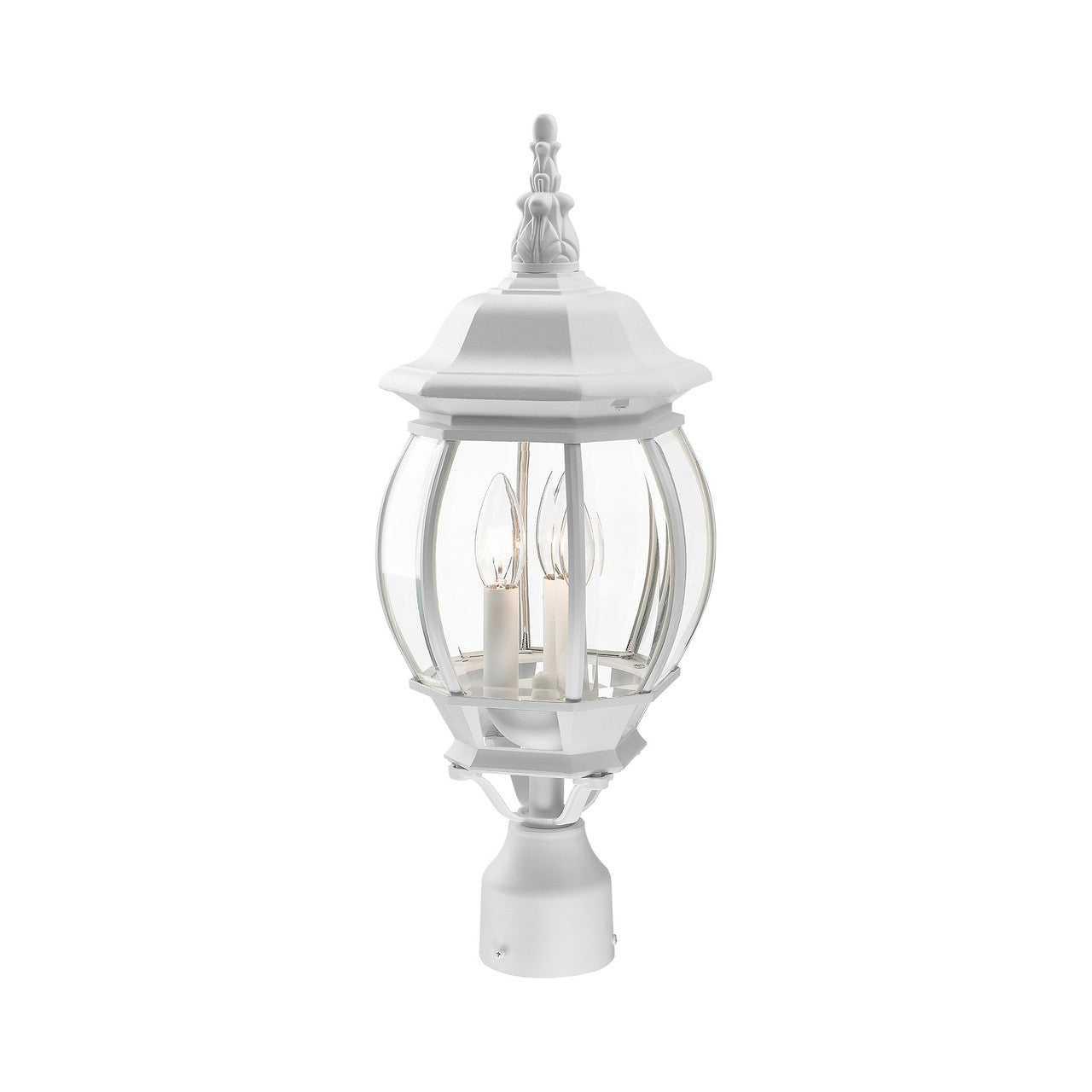 Livex Lighting Frontenac Collection  3 Light Textured White Outdoor Post Top Lantern in Textured White 7526-13