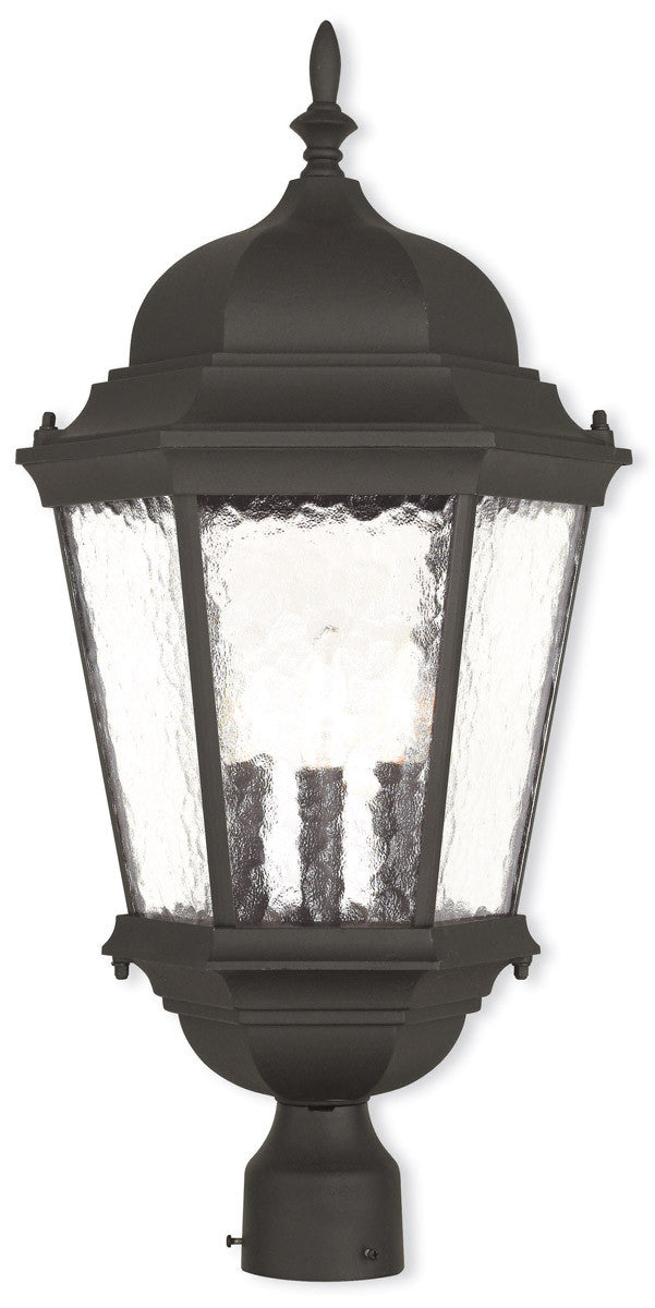 Livex Lighting Hamilton Collection 3 Light TBK Outdoor Post Lantern in Textured Black  75474-14