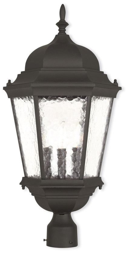 Livex Lighting Hamilton Collection 3 Light TBK Outdoor Post Lantern in Textured Black  75474-14