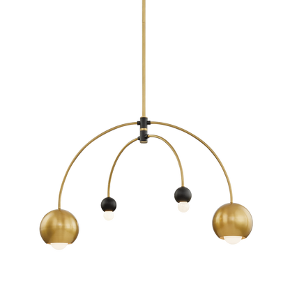 Mitzi 4 Light Chandelier in Aged Brass/Black H348804-AGB/BK