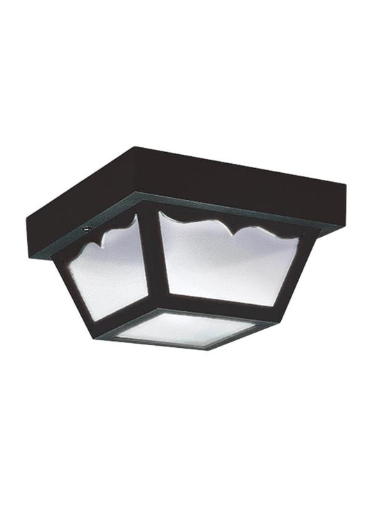 Generation Lighting Outdoor Ceiling traditional 2-light LED outdoor exterior ceiling flush mount in black finish with clear textured glass panels 7569EN3-32