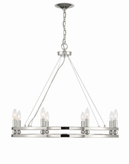 Lumanity Lighting Ashland 8-Light Statement Round Nickel Chandelier in Polished Nickel  L090-0026