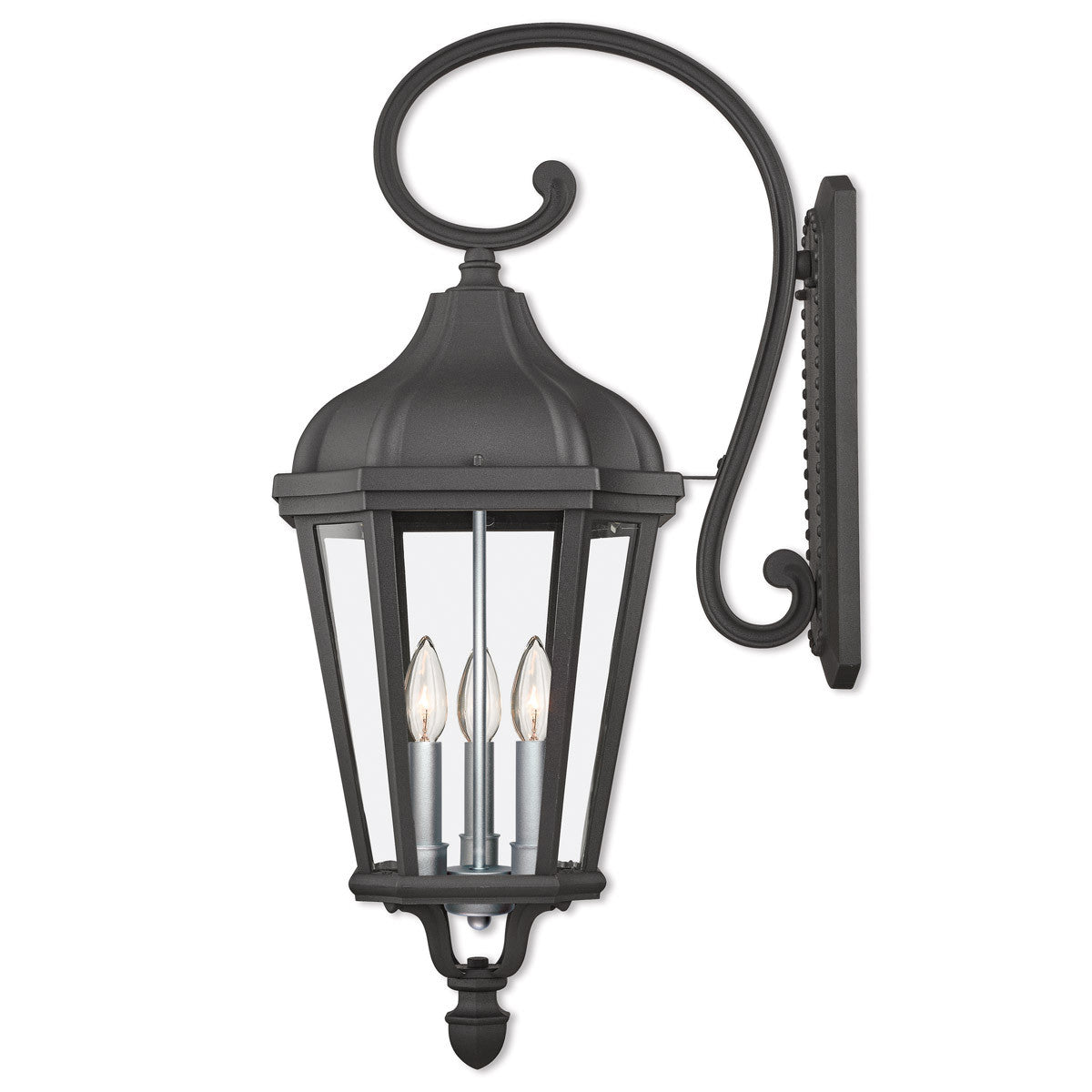 Livex Lighting Morgan Collection 3 Lt TBK Outdoor Wall Lantern in Textured Black 76192-14