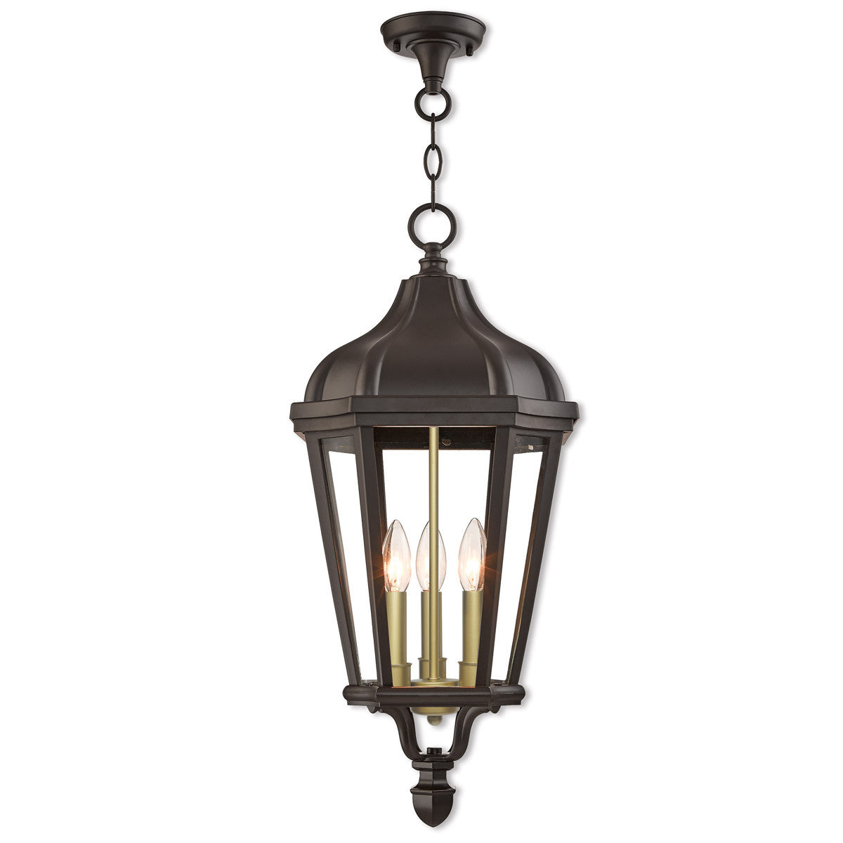 Livex Lighting Morgan Collection 3 Lt BZ Outdoor Pendant Lantern in Bronze 76193-07