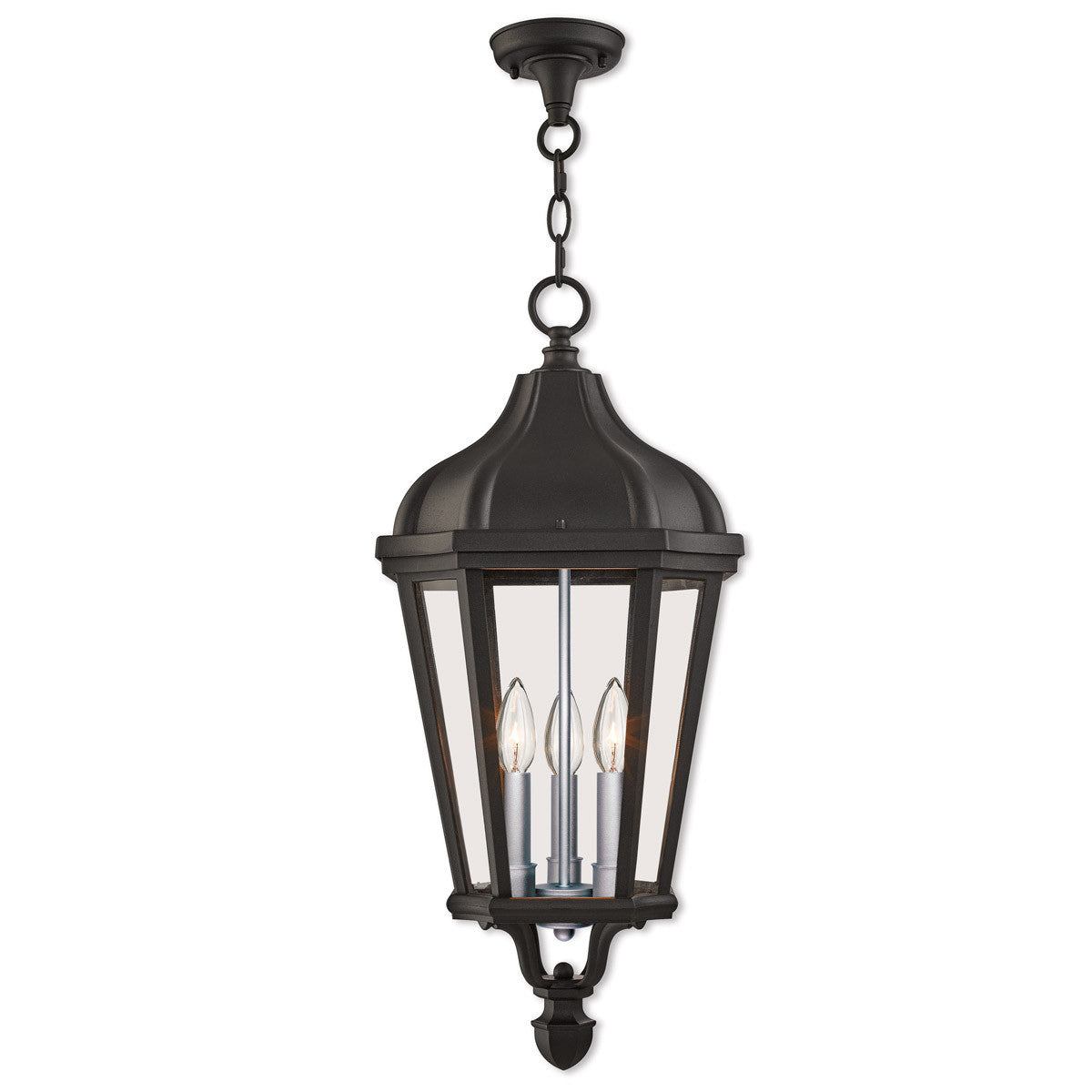 Livex Lighting Morgan Collection 3 Lt TBK Outdoor Pendant Lantern in Textured Black 76193-14