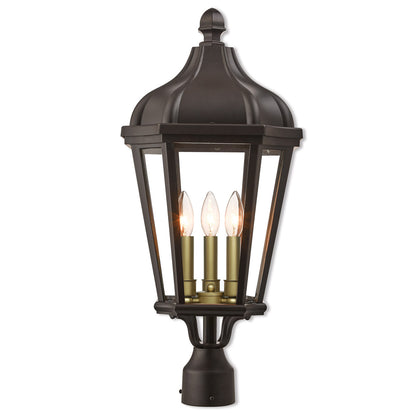 Livex Lighting Morgan Collection 3 Lt BZ Outdoor Post Top Lantern in Bronze 76194-07