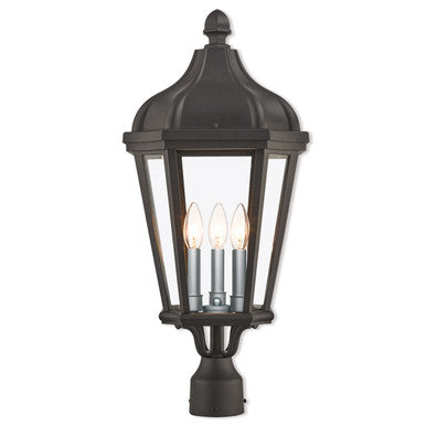 Livex Lighting Morgan Collection 3 Lt TBK Outdoor Post Top Lantern in Textured Black 76194-14