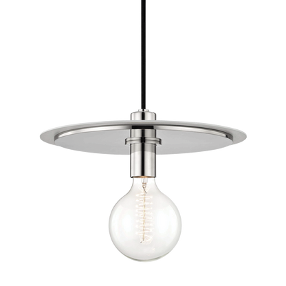 Mitzi 1 Light Pendant in Polished Nickel/White H137701L-PN/WH