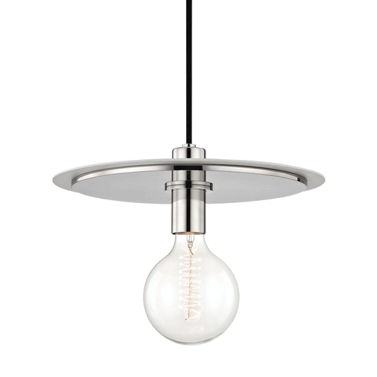 Mitzi 1 Light Pendant in Polished Nickel/White H137701L-PN/WH