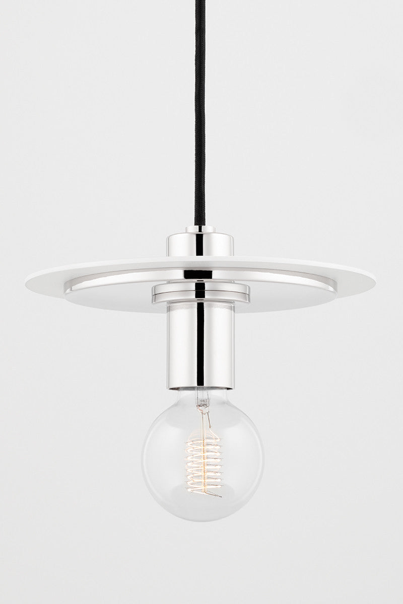 Mitzi 1 Light Pendant in Polished Nickel/White H137701S-PN/WH