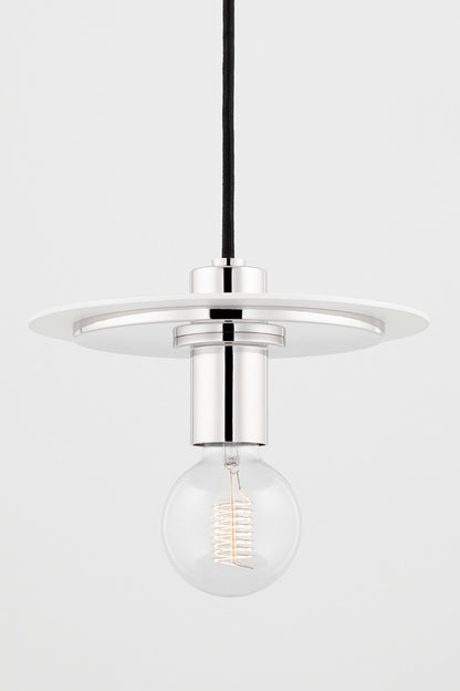 Mitzi 1 Light Pendant in Polished Nickel/White H137701S-PN/WH