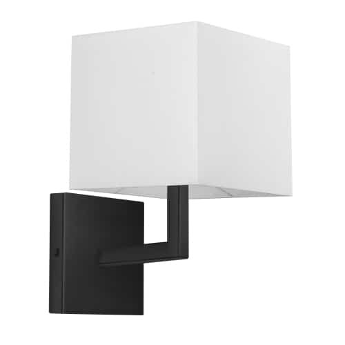 Dainolite 1 Light Incandescent Matte Black Wall Sconce w/ White Shade 77-1W-MB-WH