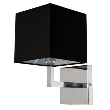 Dainolite 1 Light Incandescent Wall Sconce, Polished Chrome with Black Shade Finish  77-1W-PC-BK