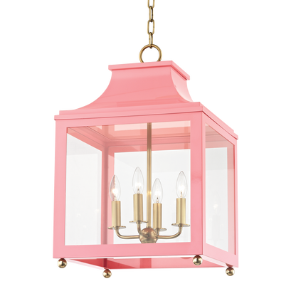 Mitzi 4 Light Lantern in Aged Brass/Pink H259704L-AGB/PK