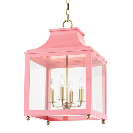 Mitzi 4 Light Lantern in Aged Brass/Pink H259704L-AGB/PK