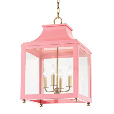 Mitzi 4 Light Lantern in Aged Brass/Pink H259704L-AGB/PK