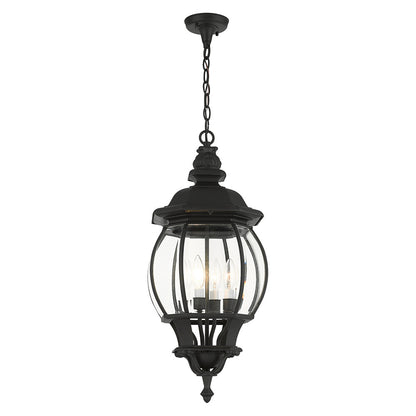 Livex Lighting Frontenac Collection  4 Light Textured Black Outdoor Pendant Lantern in Textured Black 7705-14