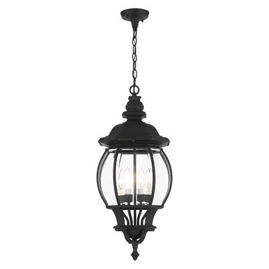 Livex Lighting Frontenac Collection  4 Light Textured Black Outdoor Pendant Lantern in Textured Black 7705-14