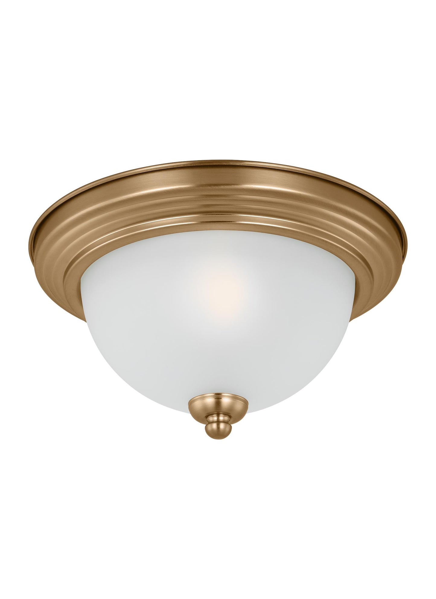 Generation Lighting  Geary traditional indoor dimmable 1-light ceiling flush mount in satin brass with a satin etched glass shade 77063-848