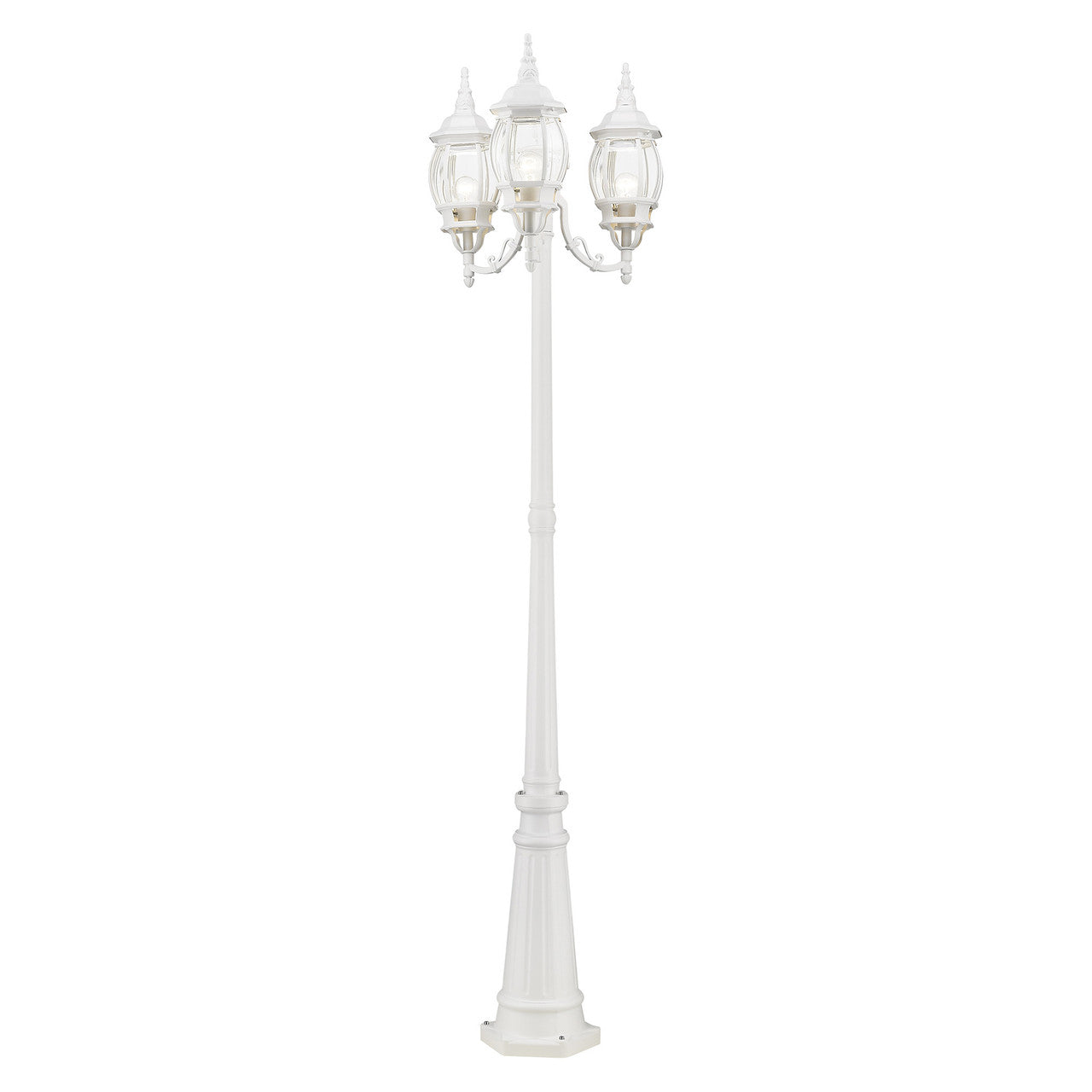 Livex Lighting Frontenac Collection  3 Light Textured White Outdoor Post Light in Textured White 7710-13