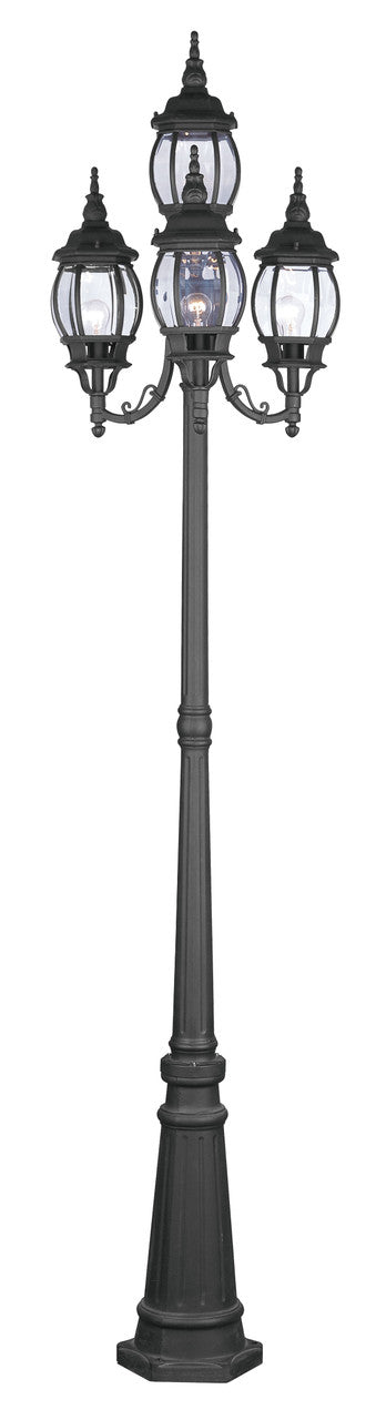 Livex Lighting Frontenac Collection  4 Light Textured Black Outdoor Post Light in Textured Black 7711-14