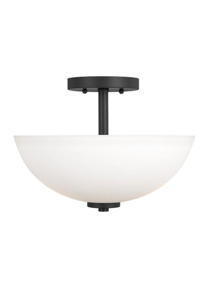 Generation Lighting Oslo Two Light Semi-Flush Convertible Pendant in Midnight Black 77160-112