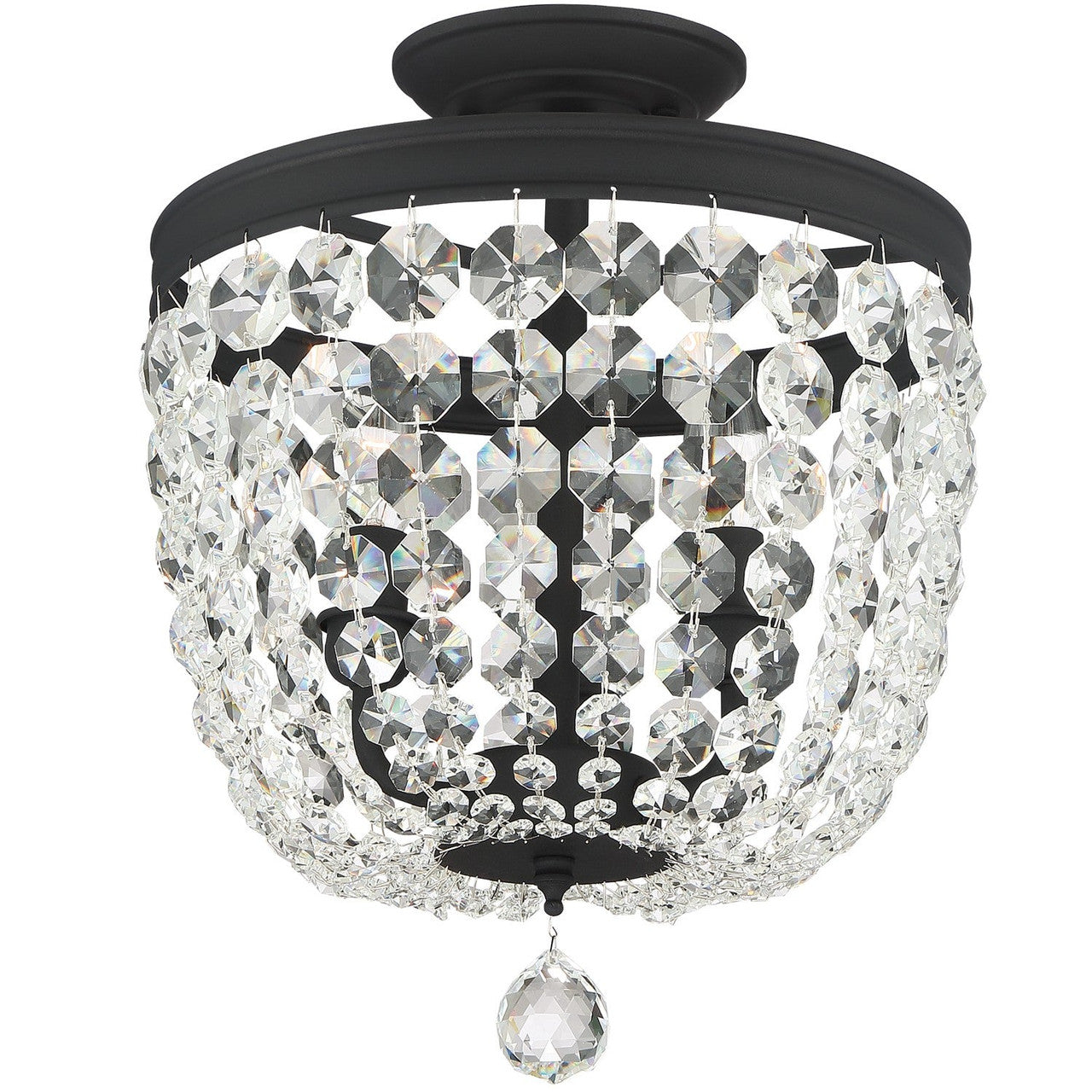 Crystorama Archer 3 Light Crystal Black Forged Ceiling Mount 783-BF-CL-MWP