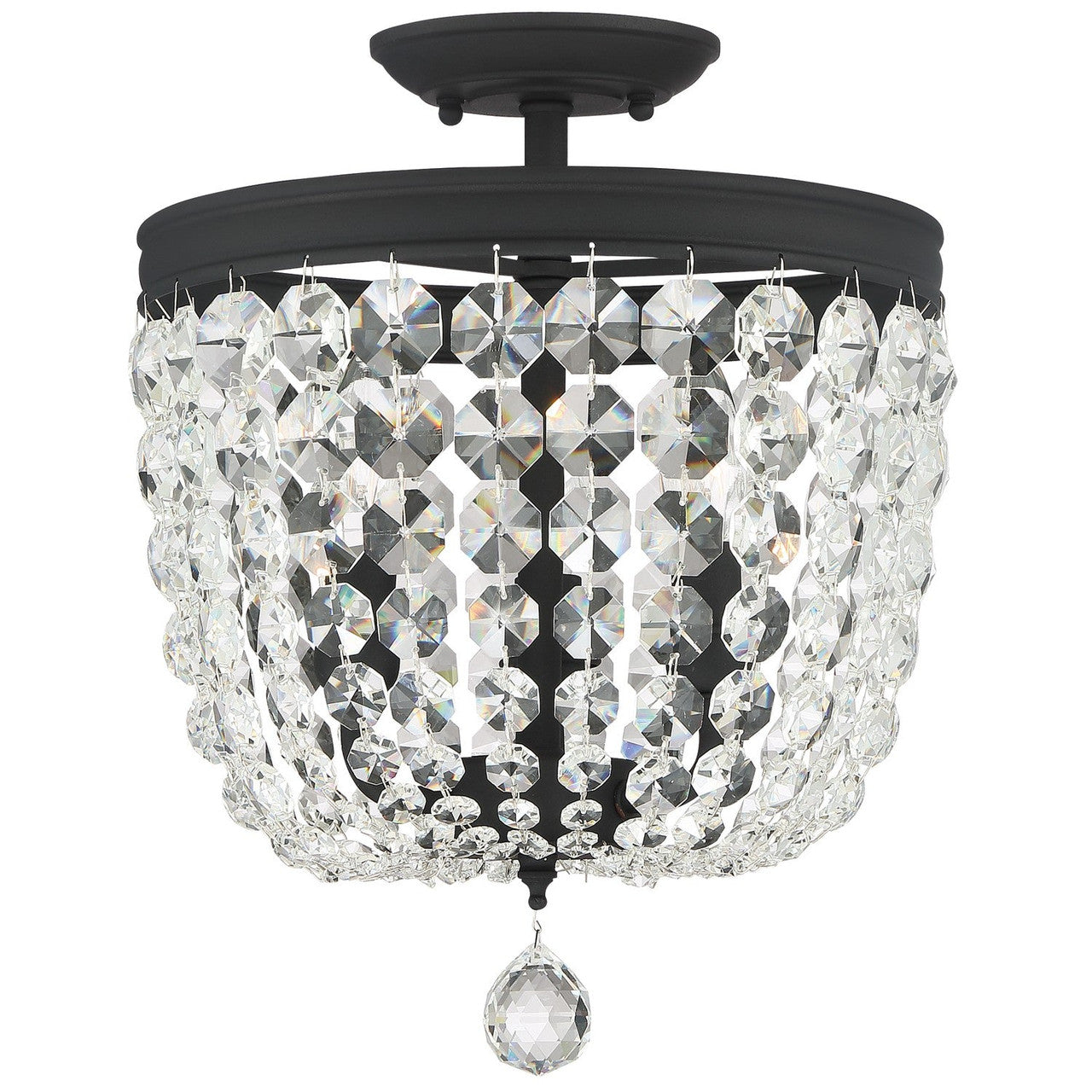 Crystorama Archer 3 Light Spectra Crystal Black Forged Ceiling Mount 783-BF-CL-SAQ