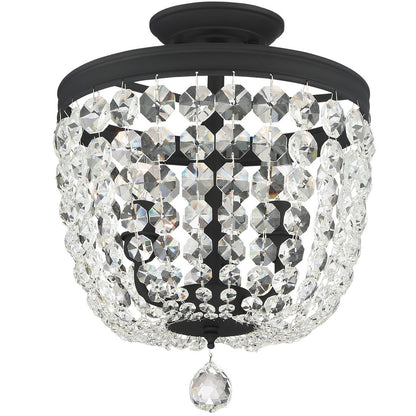 Crystorama Archer 3 Light Swarovski Strass Crystal Black Forged Ceiling Mount 783-BF-CL-S