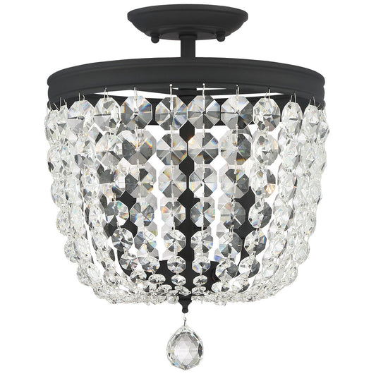 Crystorama Archer 3 Light Swarovski Strass Crystal Black Forged Ceiling Mount 783-BF-CL-S