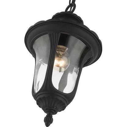 Livex Lighting Oxford Collection  1 Light Textured Black Outdoor Pendant Lantern in Textured Black 7849-14