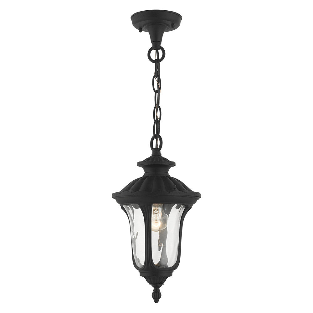 Livex Lighting Oxford Collection  1 Light Textured Black Outdoor Pendant Lantern in Textured Black 7849-14